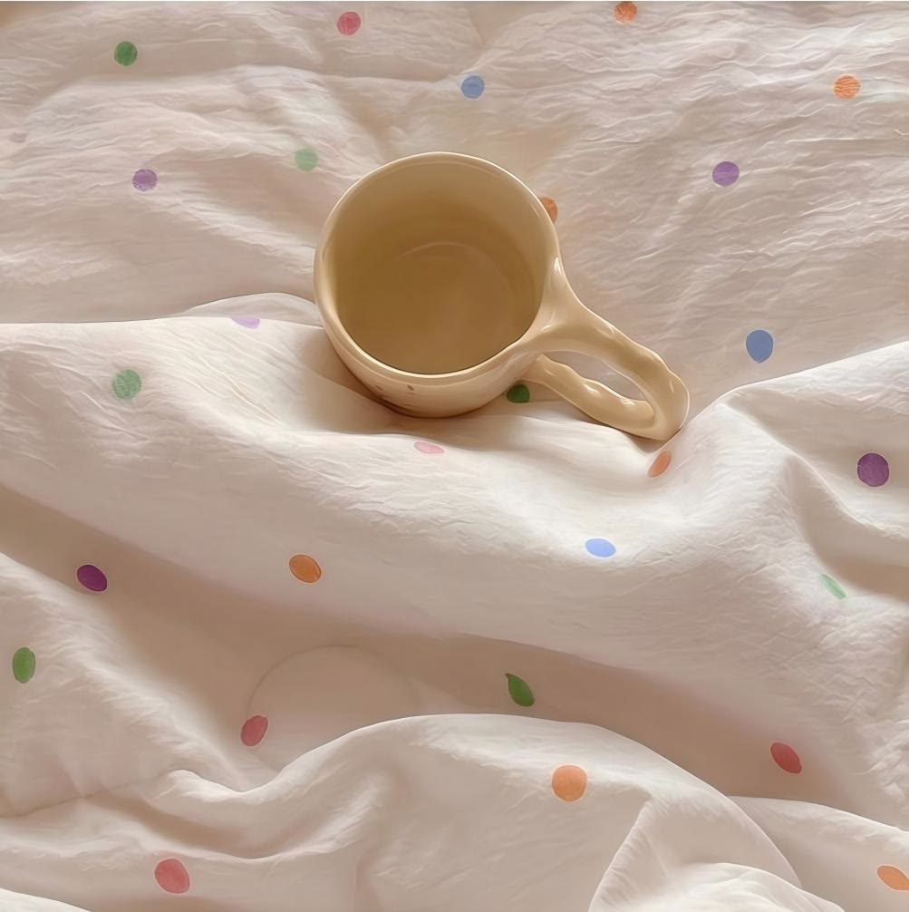 Set di biancheria da letto in cotone lavato con stampa a pois arcobaleno - image 2