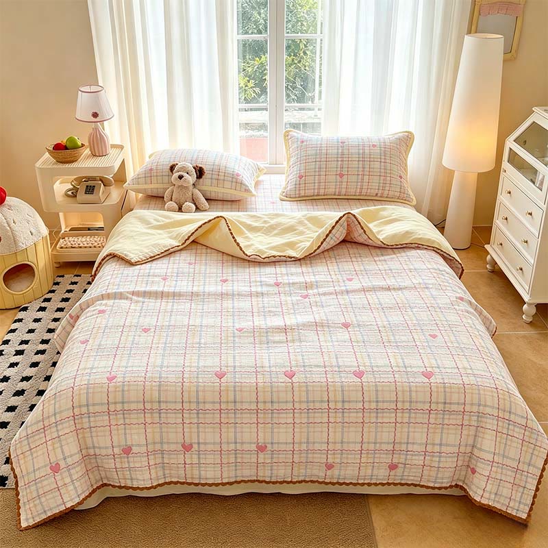 Set di biancheria da letto trapuntata in poliestere color beige Sweetheart - Colorato - 48cm x 74cm - Federe per cuscini - image 0