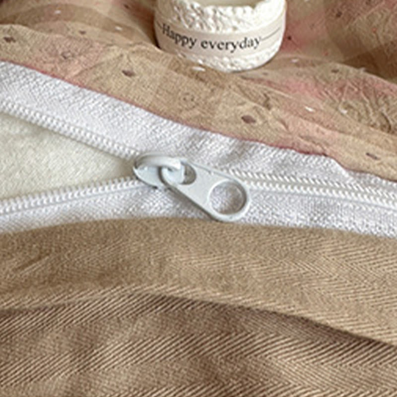 Set di biancheria da letto in cotone a quadretti rosa tenue - image 4