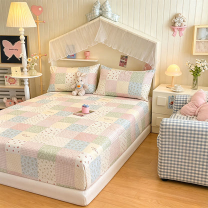 Set di biancheria da letto in cotone con patchwork color pastello - image 2