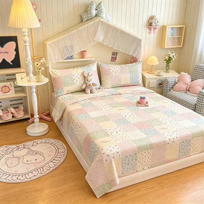 Set di biancheria da letto in cotone con patchwork color pastello - image 1