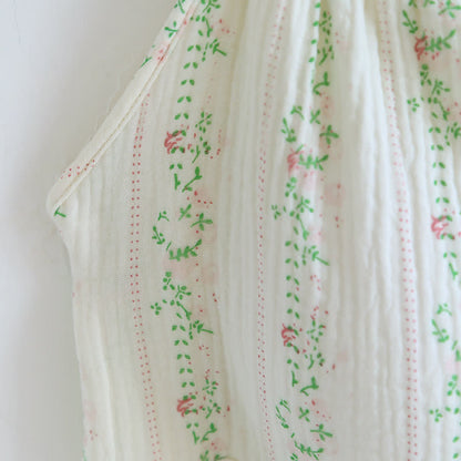 Camicia da notte in cotone con volant e motivo floreale a foglie fresche - image 11