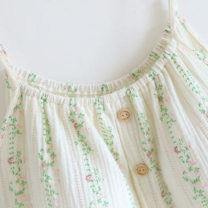 Camicia da notte in cotone con volant e motivo floreale a foglie fresche - image 6