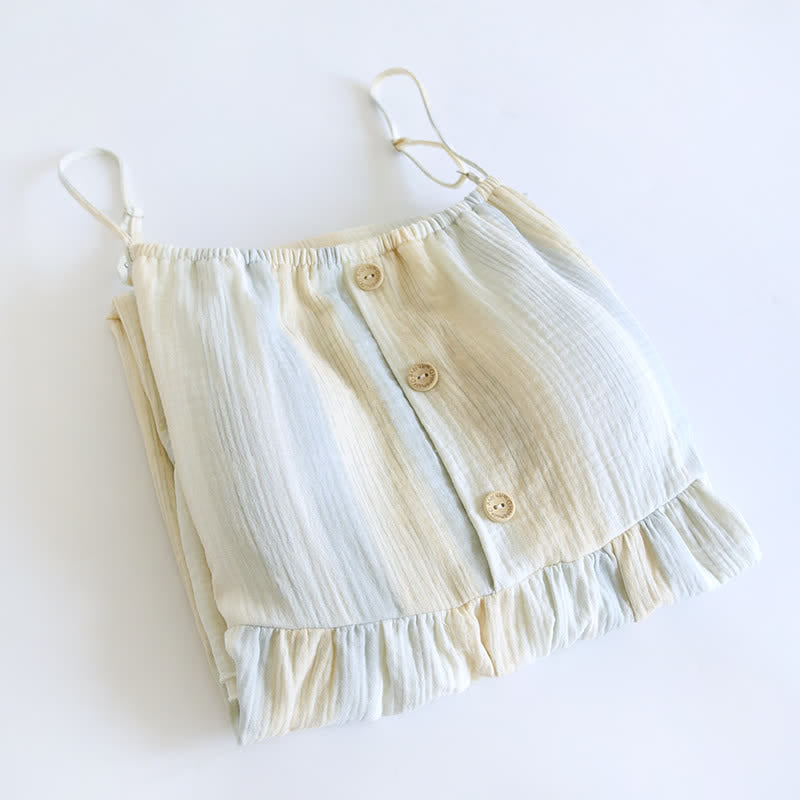 Camicia da notte a balze in cotone a righe pastello - image 1