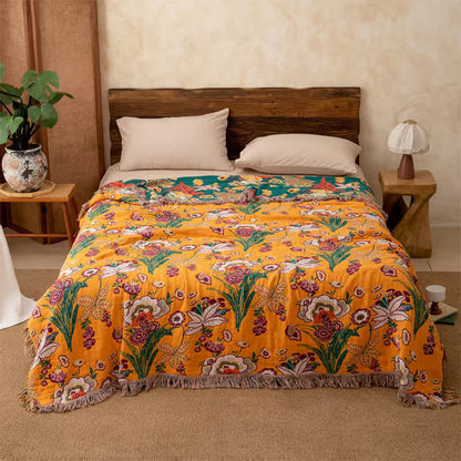 Trapunta coperta Boho reversibile in garza di cotone con nappe - Matrimoniale Grande - image 0