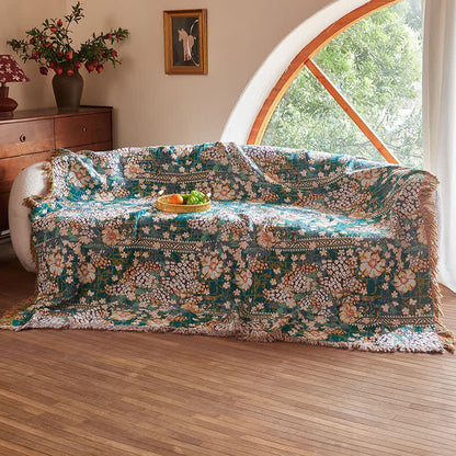 Trapunta reversibile in mussola con motivi botanici e frange in stile retrò - image 3
