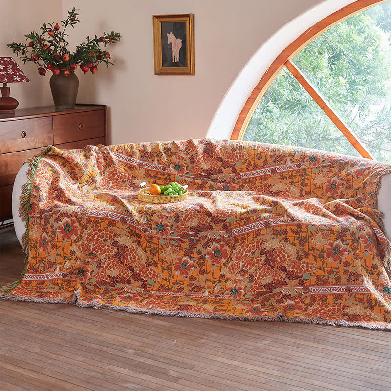 Trapunta reversibile in mussola con motivi botanici e frange in stile retrò - image 2