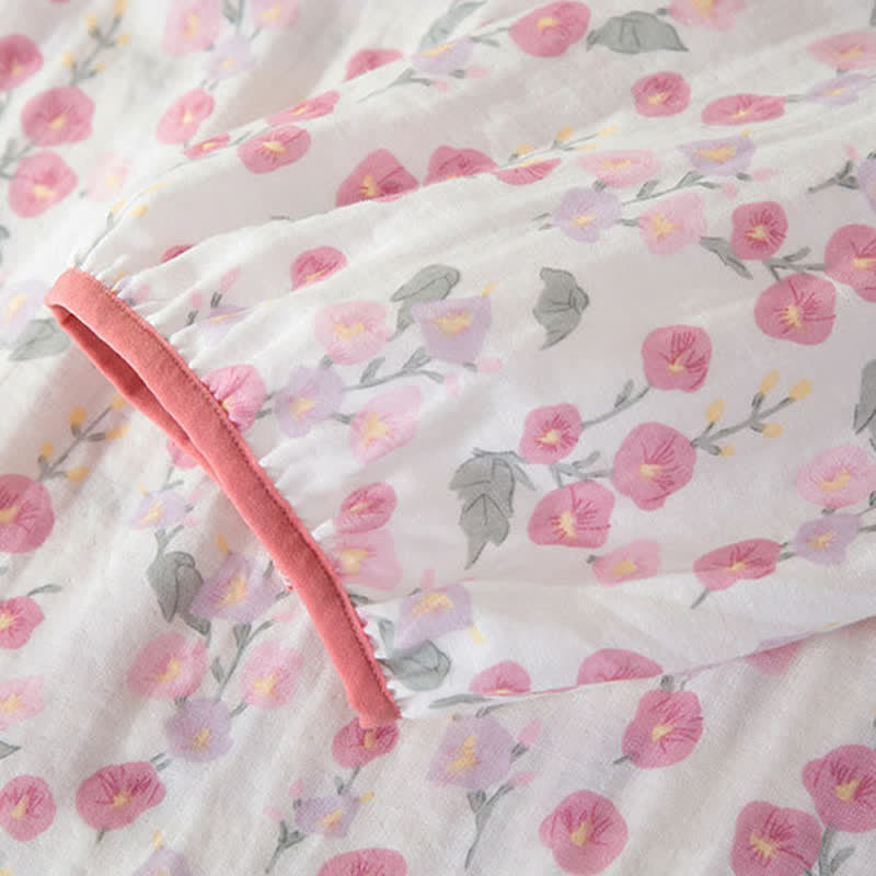 Camicia da notte in cotone con stampa floreale rosa pastorale - image 7