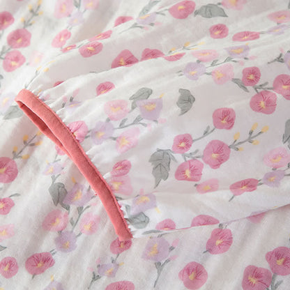 Camicia da notte in cotone con stampa floreale rosa pastorale - image 7