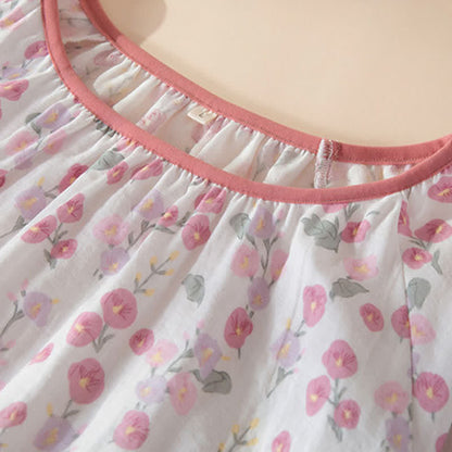 Camicia da notte in cotone con stampa floreale rosa pastorale - image 6