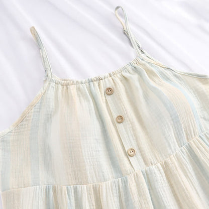 Camicia da notte a balze in cotone a righe pastello - image 2