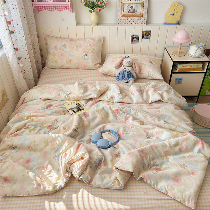 Set di biancheria da letto in cotone con coniglietto in pizzo color crema - Colorato - Matrimoniale - Set di biancheria da letto - image 1