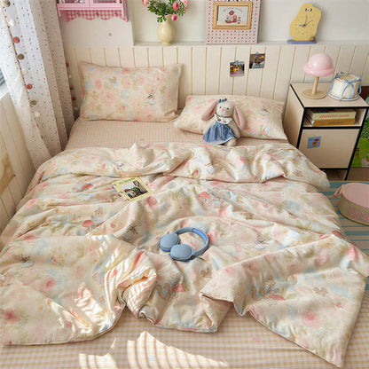 Set di biancheria da letto in cotone con coniglietto in pizzo color crema - Colorato - Matrimoniale - Set di biancheria da letto - image 1