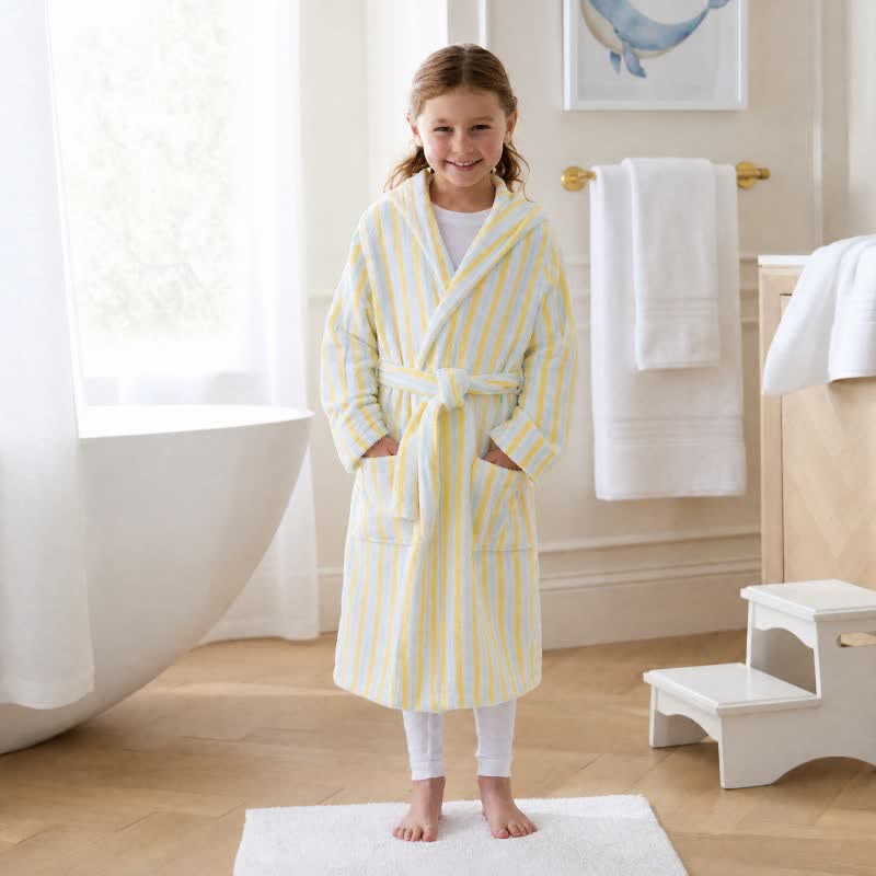 Accappatoio per bambini in cotone a righe pastello - image 1