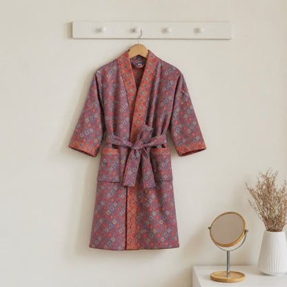 Kimono da bambino in cotone con motivo geometrico vintage - Rosso - Taglia per bambini: 150-160 cm (59-63 pollici) - image 0