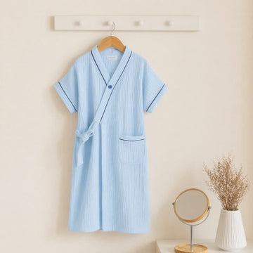 Kimono per bambini in garza di cotone blu, accappatoio - Blu - Taglia per bambini: 150 cm (59 pollici) - image 0