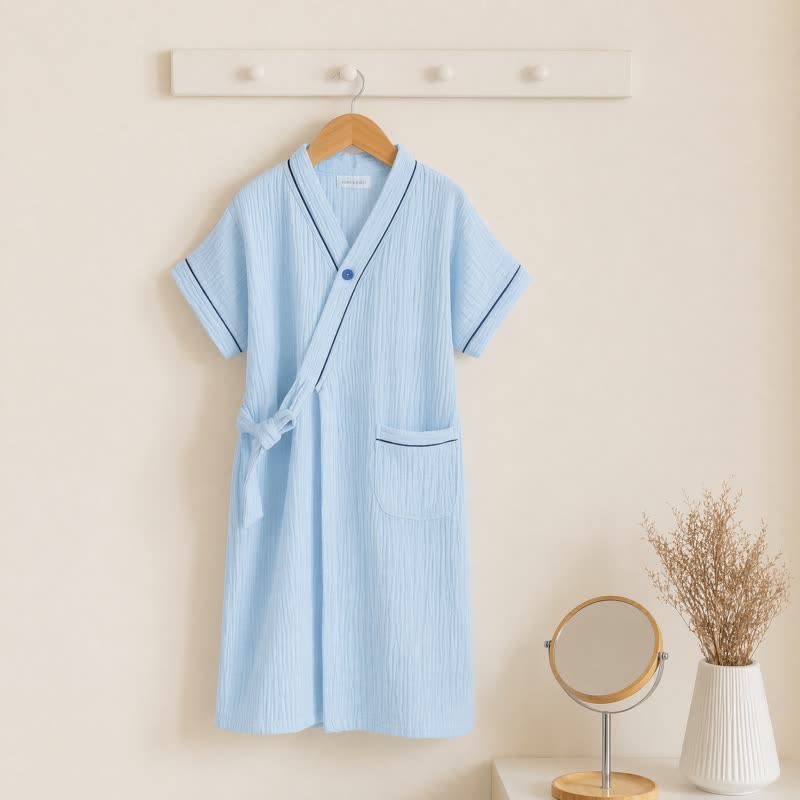 Kimono per bambini in garza di cotone blu, accappatoio - Blu - Taglia per bambini: 150 cm (59 pollici) - image 0