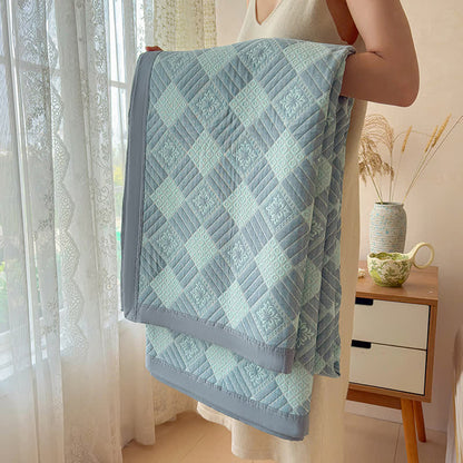 Coperta trapuntata reversibile a 3 strati con motivo geometrico jacquard - image 10