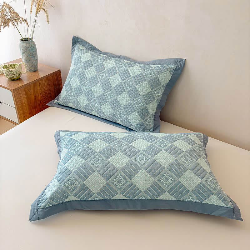 Coperta trapuntata reversibile a 3 strati con motivo geometrico jacquard - image 11