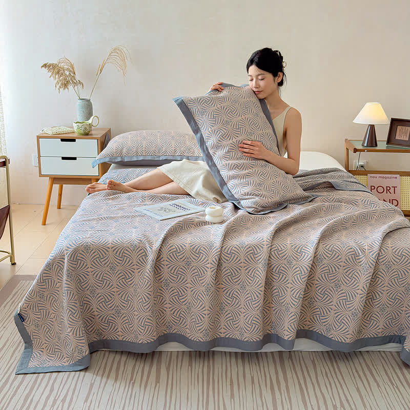 Coperta/trapunta geometrica reversibile a 3 strati in jacquard - image 2