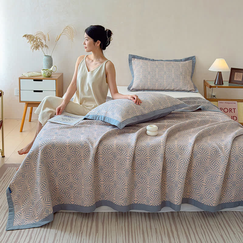 Coperta/trapunta geometrica reversibile a 3 strati in jacquard - image 4