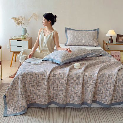 Coperta/trapunta geometrica reversibile a 3 strati in jacquard - image 4