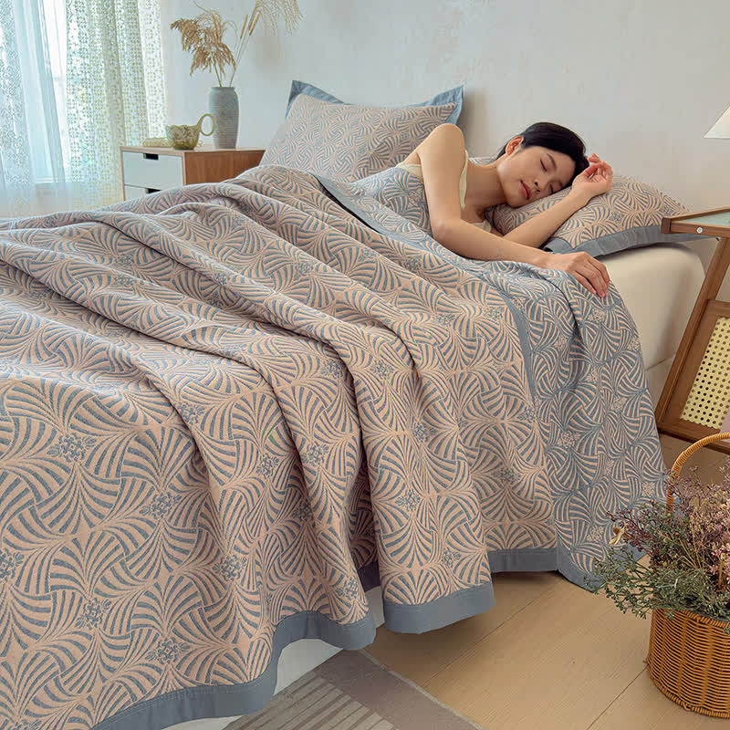 Coperta/trapunta geometrica reversibile a 3 strati in jacquard - 2 federe - 48cm x 74cm - image 0