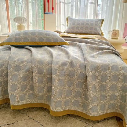 Trapunta reversibile in garza di cotone jacquard con motivo geometrico jacquard - image 2