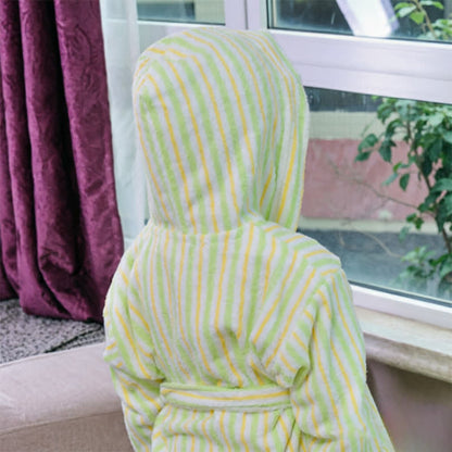 Accappatoio morbido in cotone a righe verdi per bambini - image 3