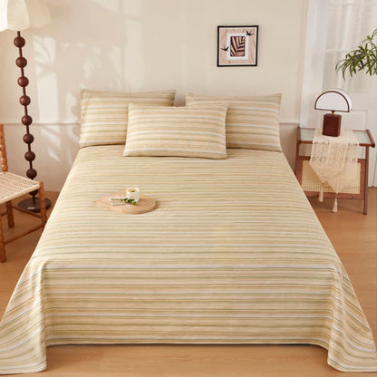 Copriletto rustico a righe in cotone e lino - Beige - Set di biancheria da letto - Matrimoniale Grande - image 0