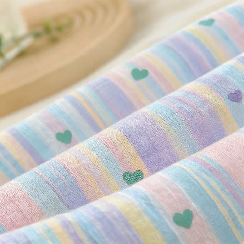 Set di biancheria da letto morbido a righe arcobaleno pastello - image 3