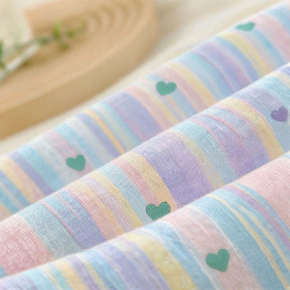 Set di biancheria da letto morbido a righe arcobaleno pastello - image 3