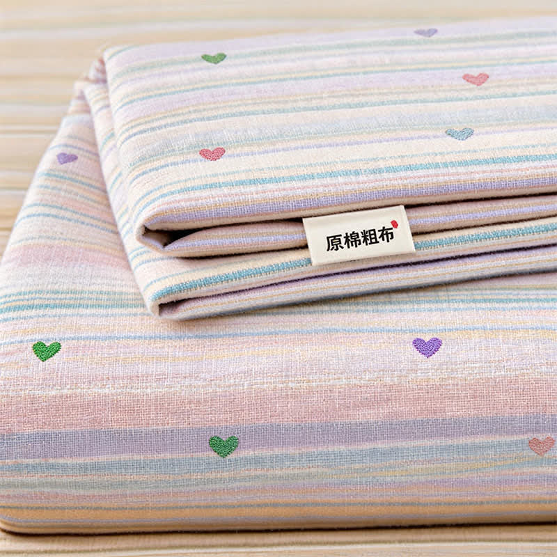 Set di biancheria da letto morbido a righe arcobaleno pastello - image 2