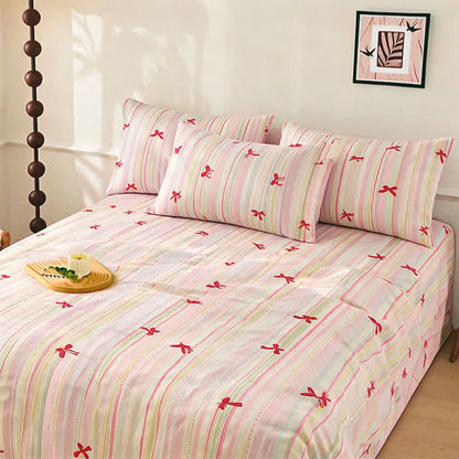 Set di biancheria da letto jacquard con fiocco color rosa cipria - image 1