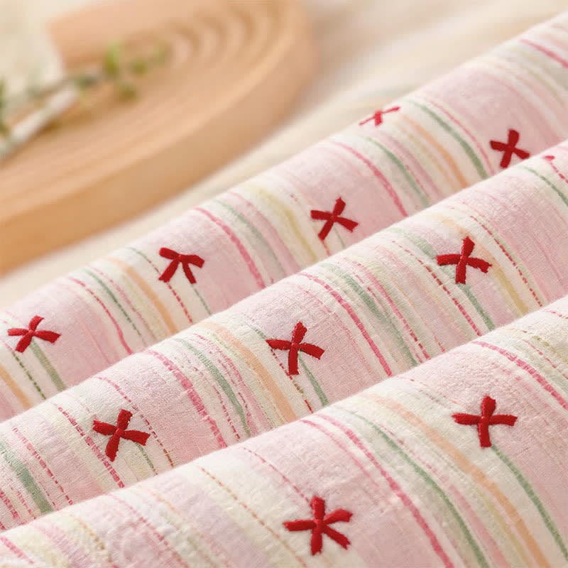 Set di biancheria da letto jacquard con fiocco color rosa cipria - image 3