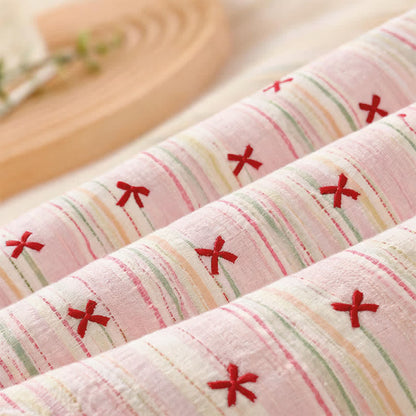 Set di biancheria da letto jacquard con fiocco color rosa cipria - image 3