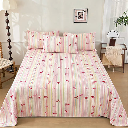 Set di biancheria da letto jacquard con fiocco color rosa cipria - Rosa - Set di biancheria da letto - Matrimoniale Grande - image 0