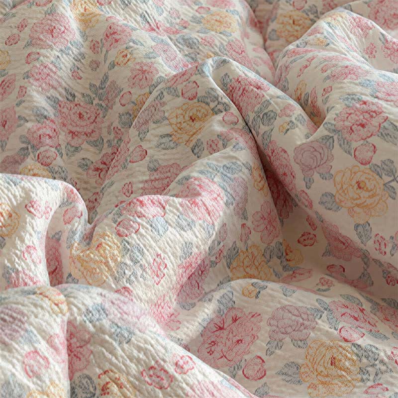 Set di biancheria da letto estivo rosa cipria con volant e pizzo - image 4
