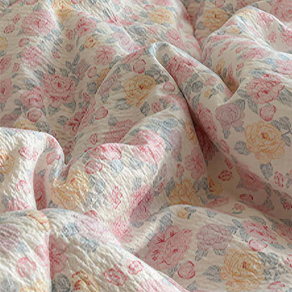 Set di biancheria da letto estivo rosa cipria con volant e pizzo - image 4