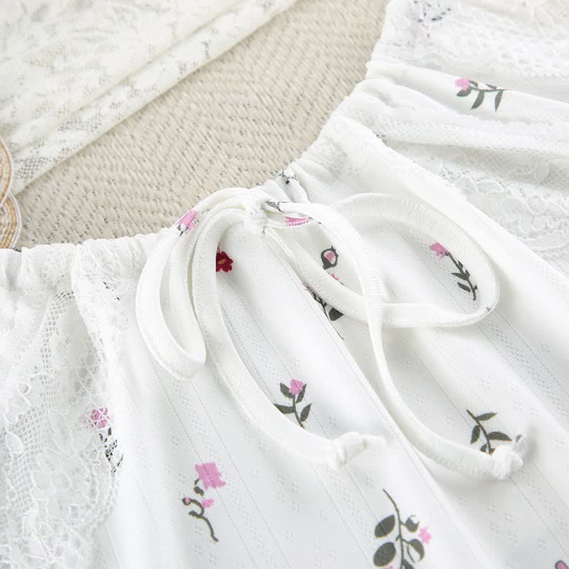 Abito sottoveste bianco senza maniche con stampa floreale, perfetto per il relax. - image 5