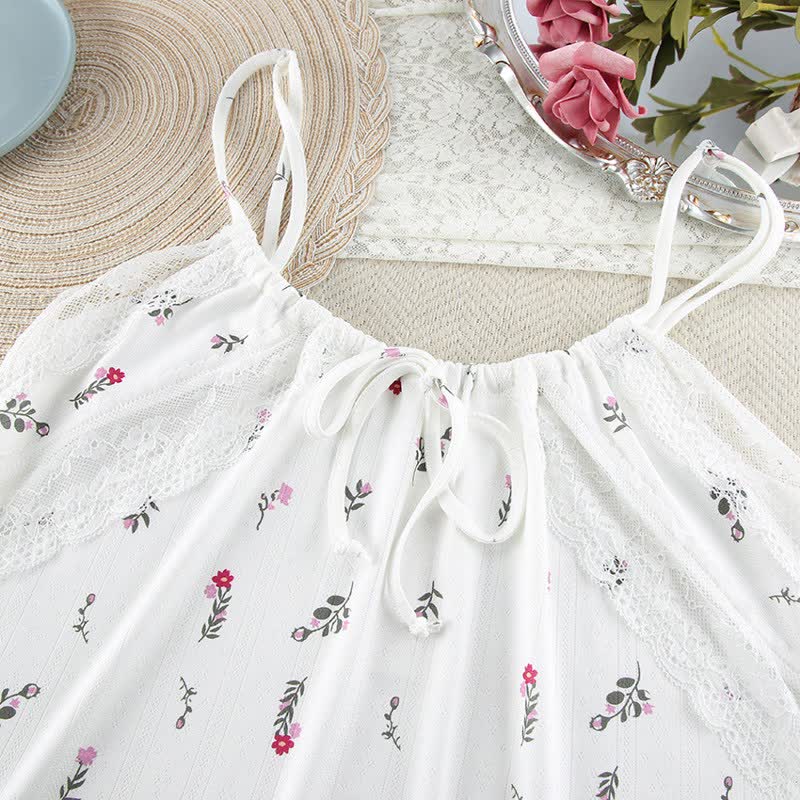 Abito sottoveste bianco senza maniche con stampa floreale, perfetto per il relax. - image 4