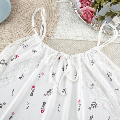 Abito sottoveste bianco senza maniche con stampa floreale, perfetto per il relax. - image 4