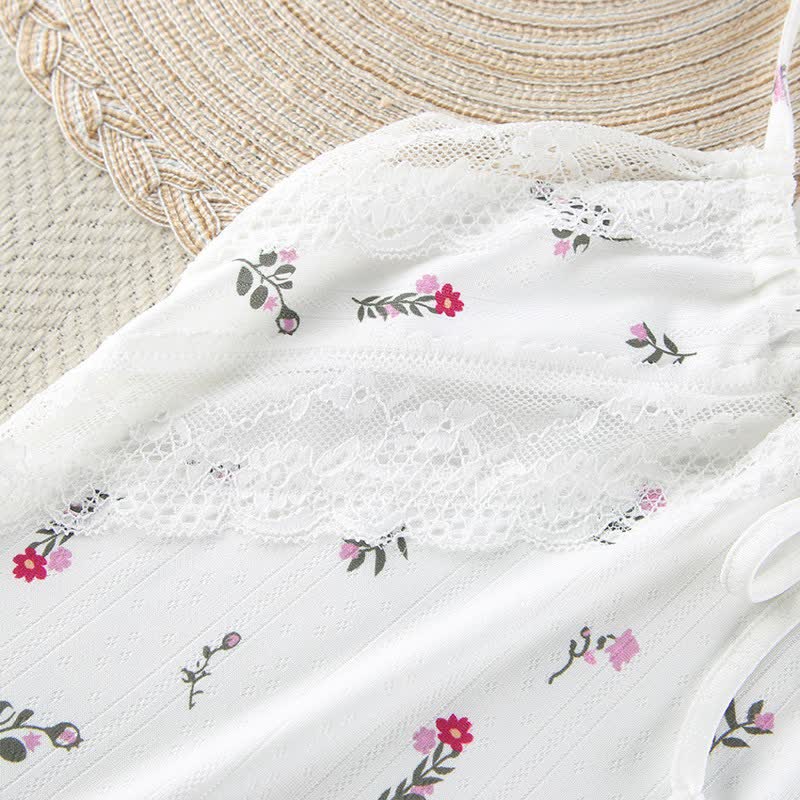 Abito sottoveste bianco senza maniche con stampa floreale, perfetto per il relax. - image 8