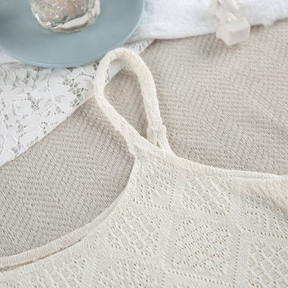 Set pigiama con canotta e pantaloncini in jacquard beige - image 8