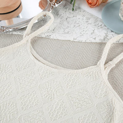 Set pigiama con canotta e pantaloncini in jacquard beige - image 7