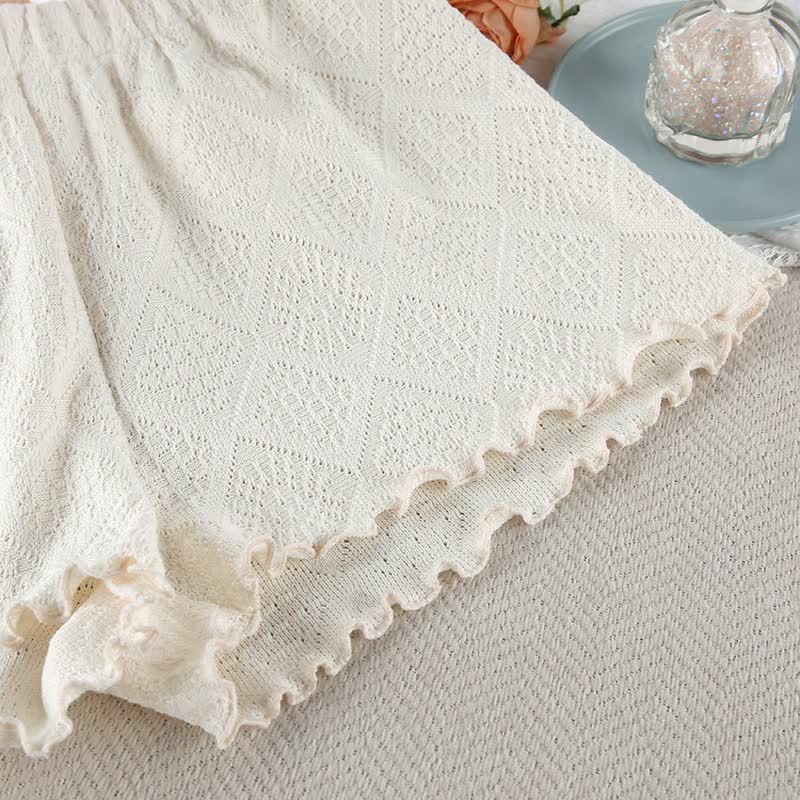 Set pigiama con canotta e pantaloncini in jacquard beige - image 10