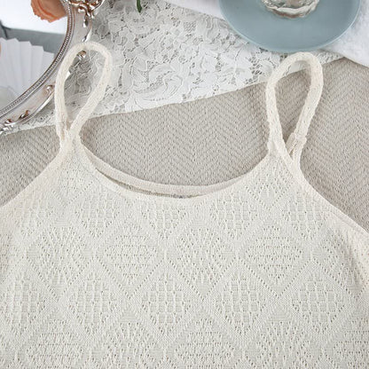 Set pigiama con canotta e pantaloncini in jacquard beige - image 6