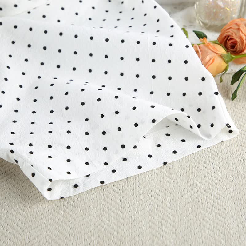 Completo pigiama kimono in cotone a pois - image 4
