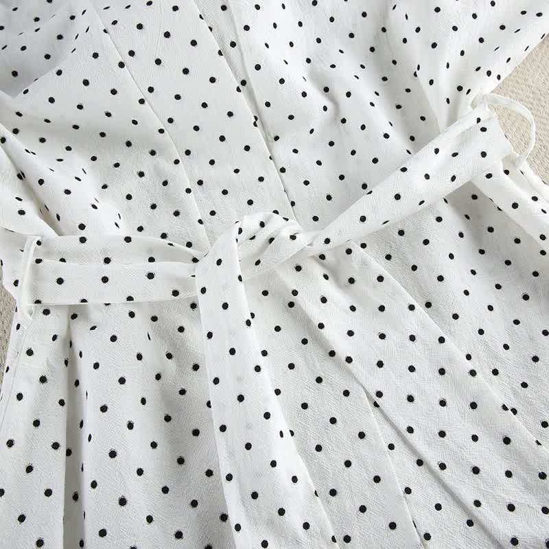 Completo pigiama kimono in cotone a pois - image 5