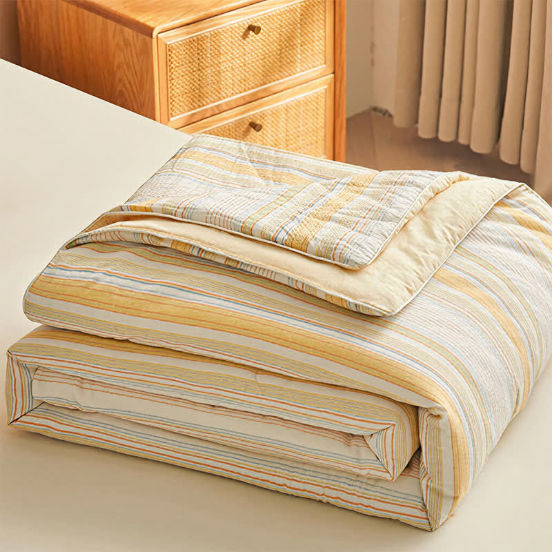 Set di biancheria da letto Pure Summer a quadri morbidi - Giallo - Matrimoniale - Set di biancheria da letto - image 0